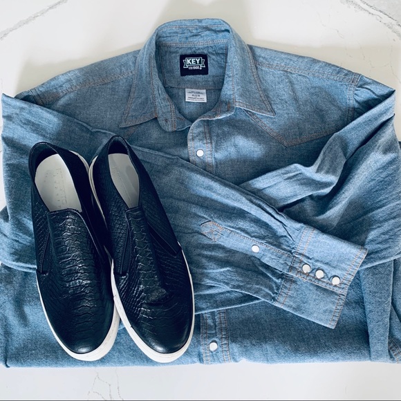 Key Other - Key Chambray Long Sleeve Western Shirt LargeTall